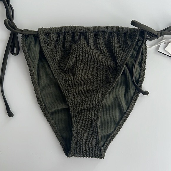 GOOD AMERICAN Crinkle Always Fits Tiny Ties Bikini Bottom Large/XL Stormy Green - Picture 6 of 9